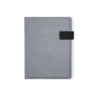 Carpeta RPET con solapa bloc soporte y bolsillos Gri