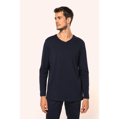 Camiseta cuello de pico hombre manga larga