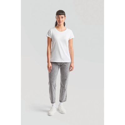 Camiseta mujer algodón cuello redondo entallada