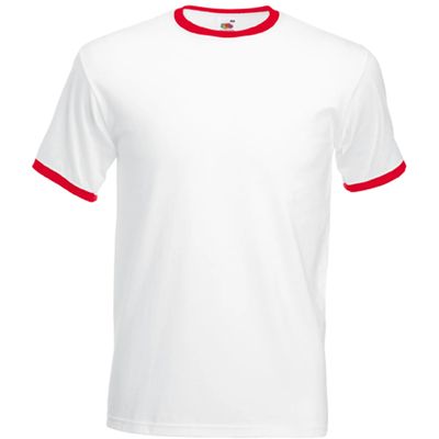 Camiseta de algodón con cuello contrastado White / Red M
