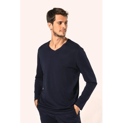 Camiseta cuello de pico hombre manga larga