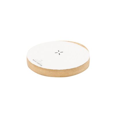 Cargador Circular Qi 15W Bambú