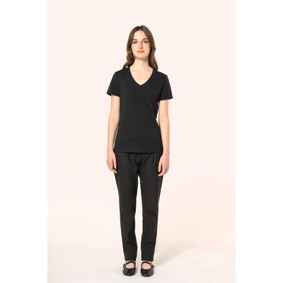 Camiseta algodón cuello pico mujer