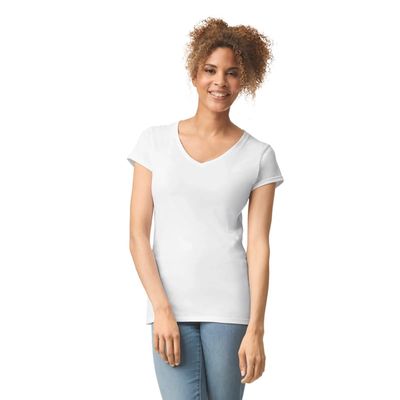 Camiseta cuello de pico para mujer de corte entallado