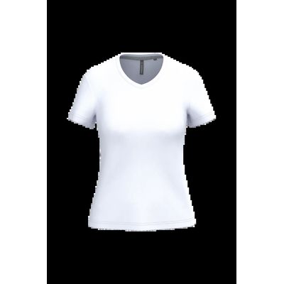 Camiseta de manga corta cuello pico mujer White L