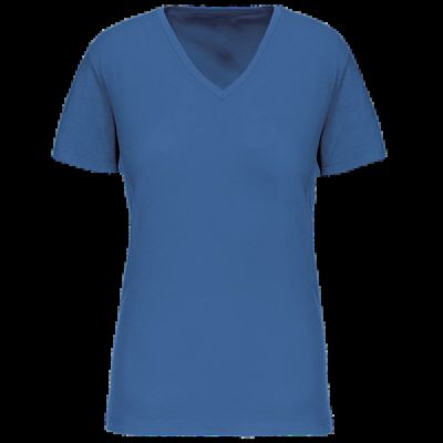Camiseta de mujer cuello de pico Light Royal Blue Xs