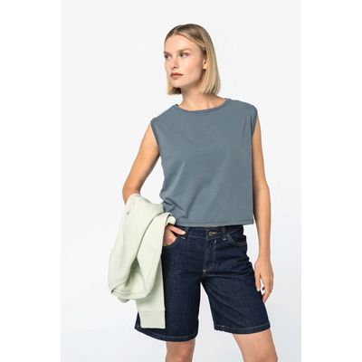 Camiseta crop top sin mangas