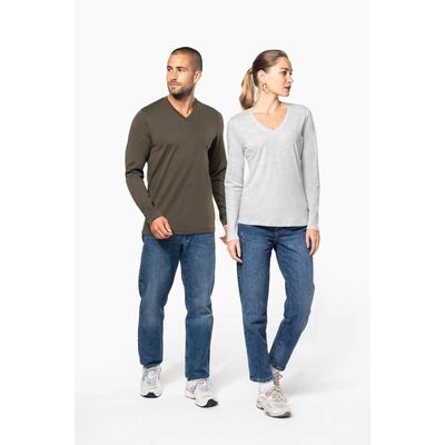Camiseta manga larga mujer algodón entallada