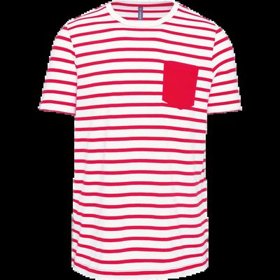 Camiseta marinero con bolsillo White / Red Stripe Xxl