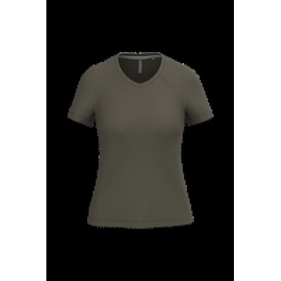 Camiseta de manga corta cuello pico mujer Dark Khaki Xxl