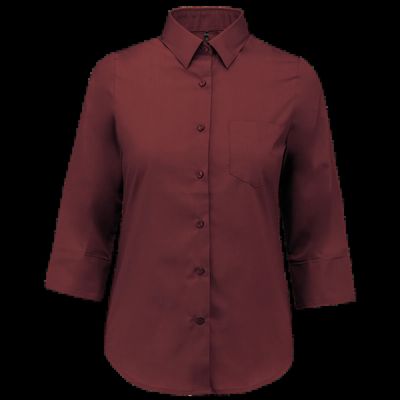 Camisa popelina media manga mujer Wine 3Xl