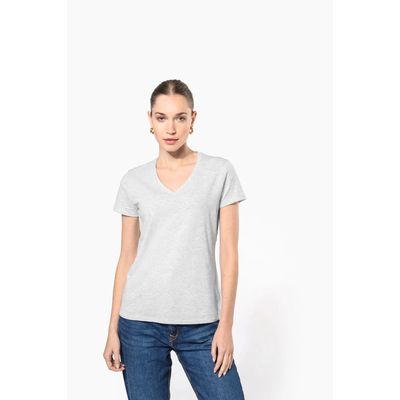 Camiseta de manga corta cuello pico mujer Ash Heather S