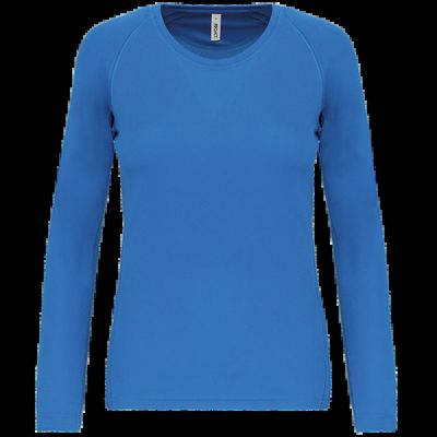 Camiseta de deporte manga larga poliéster Aqua Blue Xs