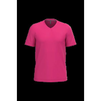 Camiseta de algodón con cuello de pico Fuchsia L