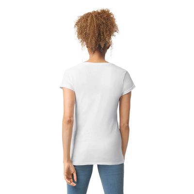 Camiseta cuello de pico para mujer de corte entallado