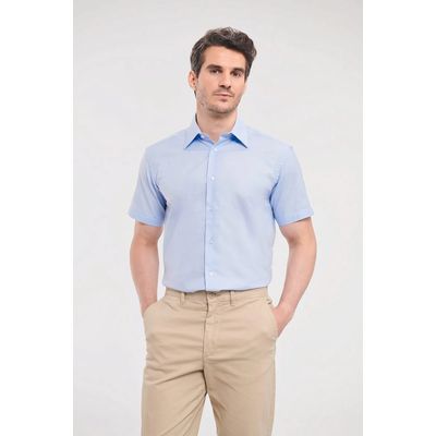 Camisa entallada de manga corta Oxford Blue S