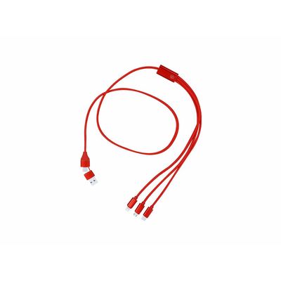 Cable cargador aluminio reciclado dual 3 salidas Roj
