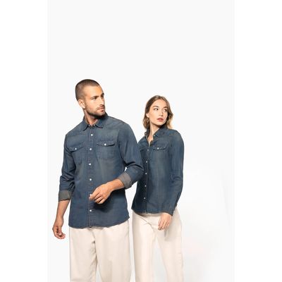 Camisa vaquera manga larga mujer
