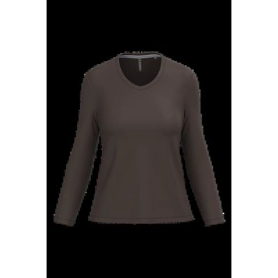 Camiseta manga larga mujer algodón entallada Chocolate 3Xl
