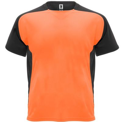 Camiseta técnica transpirable de secado rápido Naranja Fluor/Negro Xl