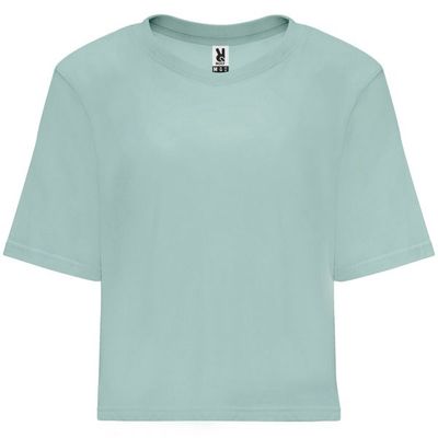 Camiseta de Talle Corto para Mujer Azul Lavado L