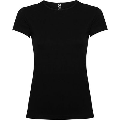 Camiseta de manga corta con cuello fino Negro M