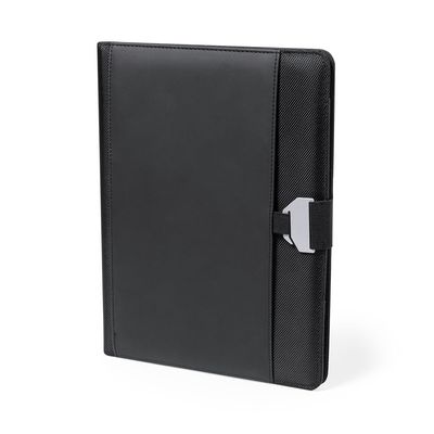 Carpeta tecnológica con elegante combinación de poliéster y polipiel