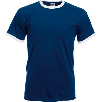Camiseta de algodón con cuello contrastado Navy / White S