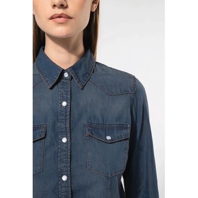 Camisa vaquera manga larga mujer