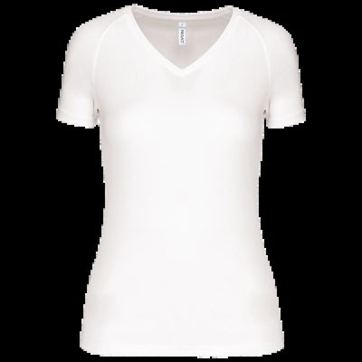 Camiseta de deporte mujer cuello de pico White Xxl