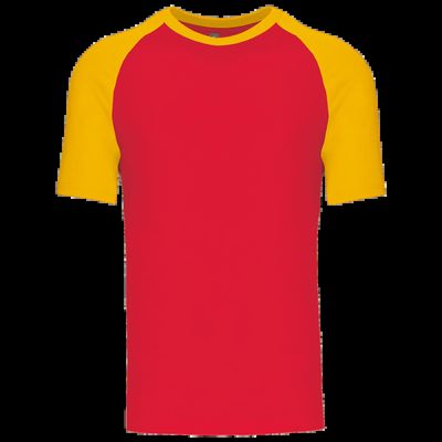 Camiseta bicolor manga corta hombre Red / Yellow M
