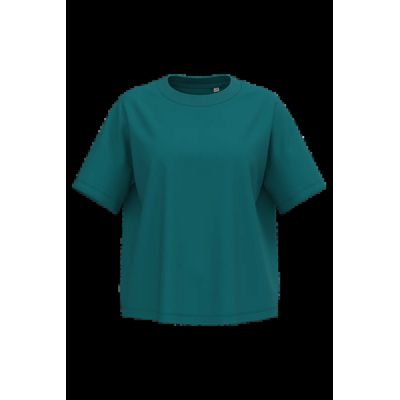 Camiseta algodón orgánico oversize mujer Peacock Green Xxs/Xs