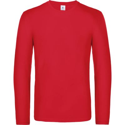 Camiseta manga larga hombre algodón Red L
