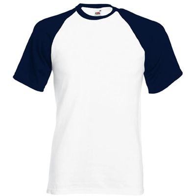 Camiseta de Béisbol Cuello y Mangas Contrastadas White / Deep Navy Xl