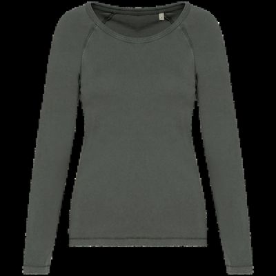 Camiseta de chica Mangas raglán Cuello redondo Washed Organic Khaki Xs