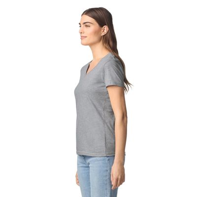 Camiseta cuello de pico para mujer de corte entallado