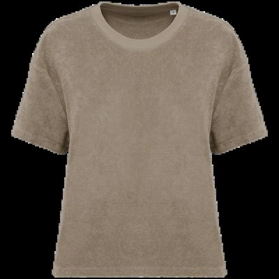Camiseta de rizo para mujer corte oversize Cream Coffee Xs