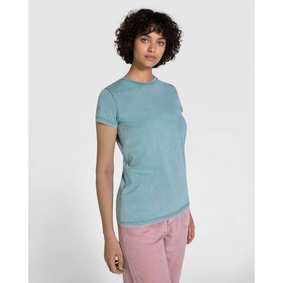 Camiseta mujer algodón efecto desgastado