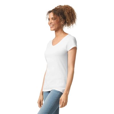 Camiseta cuello de pico para mujer de corte entallado