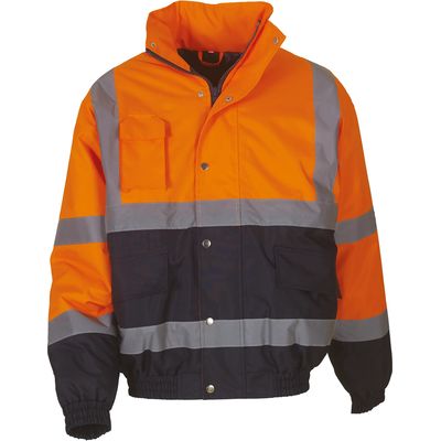 Cazadora alta visibilidad impermeable acolchada Hi Vis Orange / Navy 3Xl