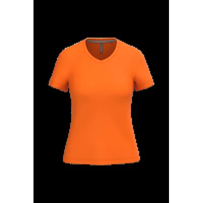 Camiseta de manga corta cuello pico mujer Orange S