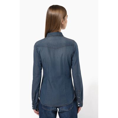 Camisa vaquera manga larga mujer