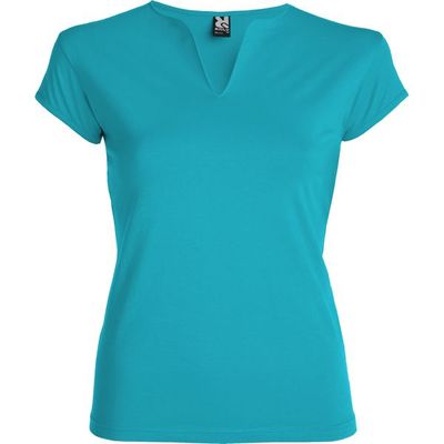 Camiseta CON cuello en V Turquesa L