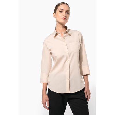 Camisa popelina media manga mujer