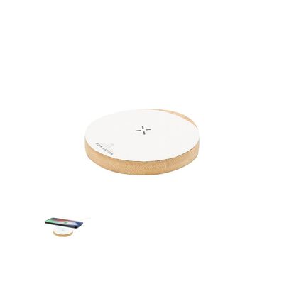 Cargador Circular Qi 15W Bambú
