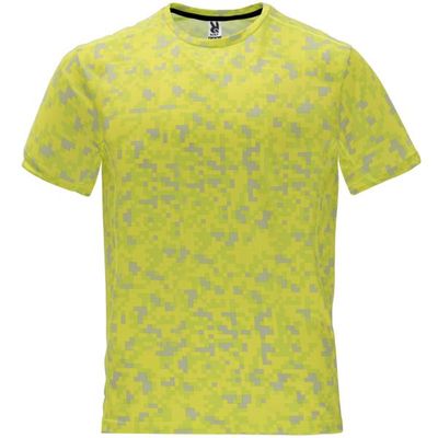 Camiseta Técnica Estampada Pixel Amarillo Fluor Xl