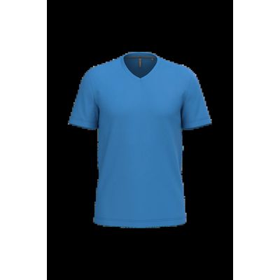 Camiseta de algodón con cuello de pico Light Royal Blue Xxl