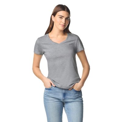 Camiseta cuello de pico para mujer de corte entallado