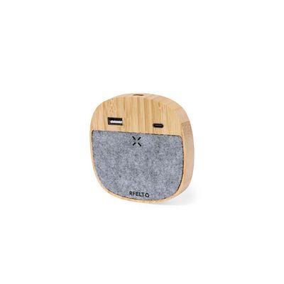 Cargador Inalámbrico 15W Bambú/Fieltro Gri