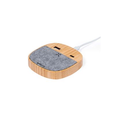 Cargador Inalámbrico 15W Bambú/Fieltro